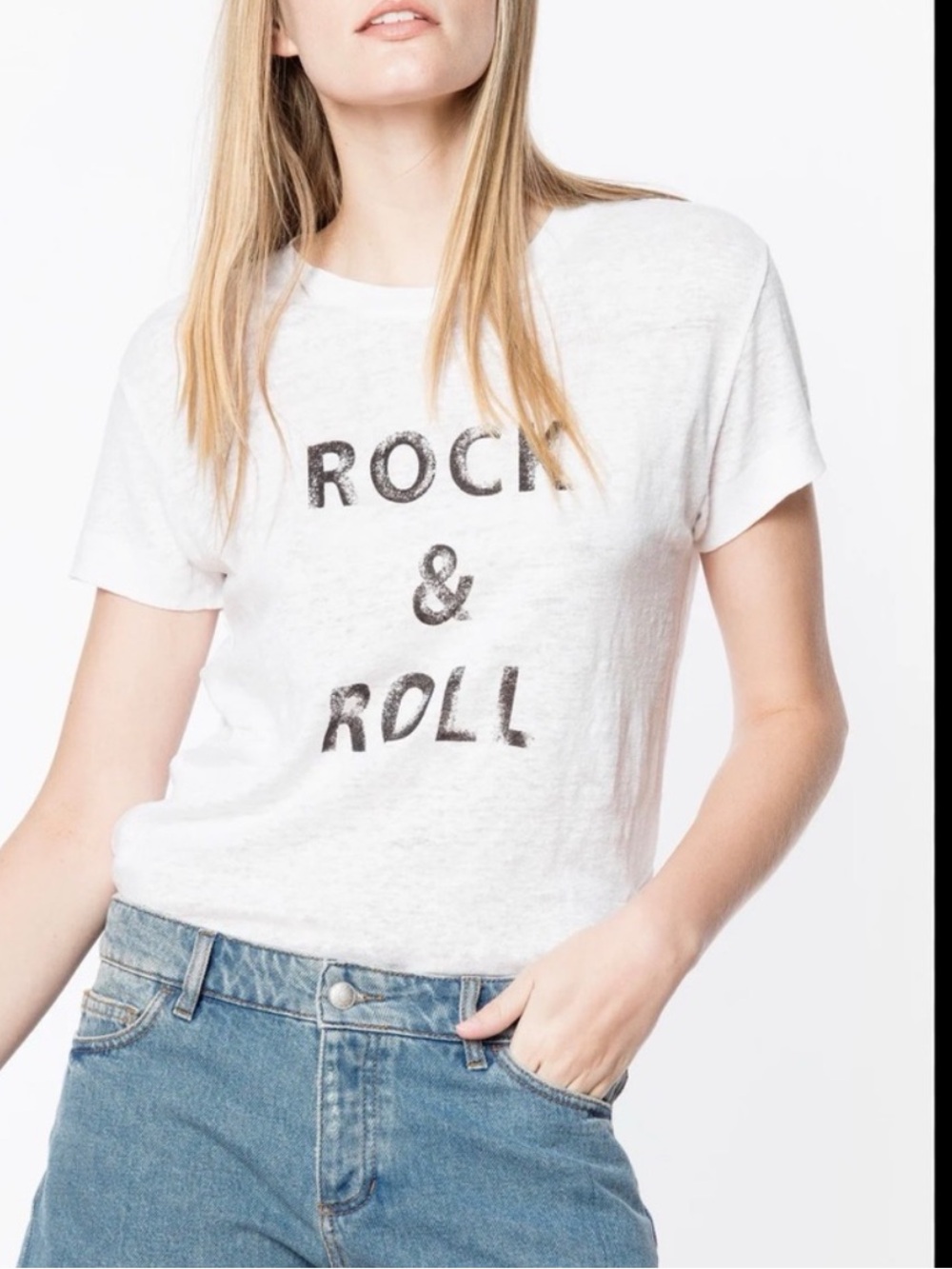 Zadig & Voltaire White Graphic 'Rock & Roll' Tee